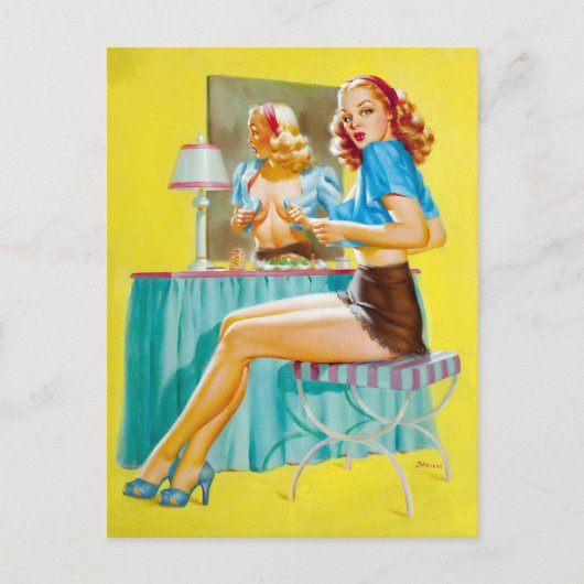 Flireren bij Mirror Pin Up Briefkaart (Voorkant)