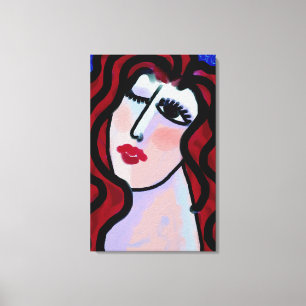 Flirt Abstract digitaal portret van een vrouw Canvas Afdruk