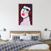 Flirt Abstract digitaal portret van een vrouw Canvas Afdruk (Insitu (Slaapkamer))