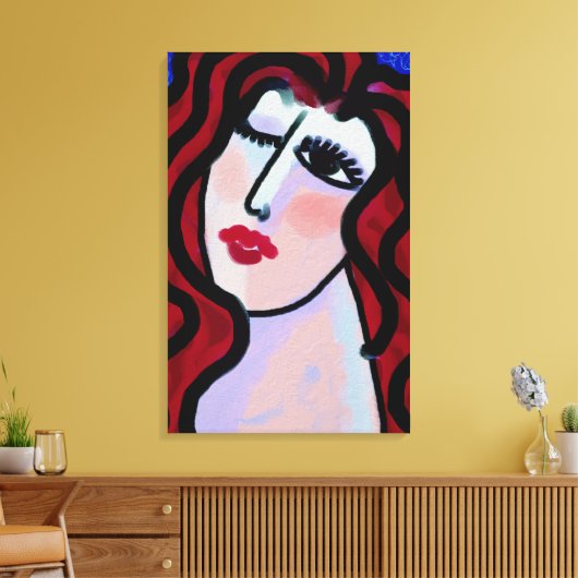 Flirt Abstract digitaal portret van een vrouw Canvas Afdruk (Insitu (Woonkamer))