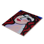 Flirt Abstract digitaal portret van een vrouw Tegeltje (Zijkant)