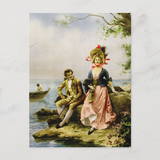 "Flirt au Bord de la Mer" door Hippolyte Lucas Briefkaart (Voorkant)
