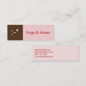Flirt card roze bruine knuffels kussen emoticon be mini visitekaartje (Voorkant / Achterkant)