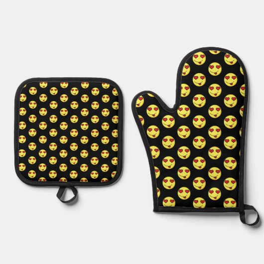 flirt-emoji ovenwant & pannenlap set (Voorkant)