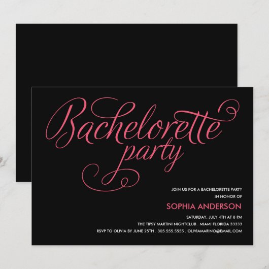 FLIRT | INVITATIE BACHELORETTE PARTIJ KAART (Voorkant / Achterkant)