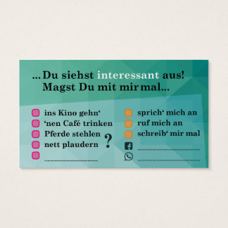 Flirt-Karte "Interessant..."; mit Kontaktfeldern Visitekaartje