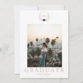 Flirt Monogram Foto Afstudeer Uitnodiging (Voorkant)