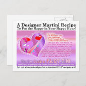 Flirt-Tini Valentijn Martini Recept Briefkaart (Voorkant / Achterkant)