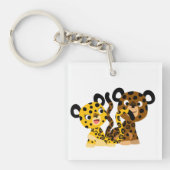 Flirtatieuze Cartoon Jaguars Acrylische Sleutelhan Sleutelhanger (Voorkant)