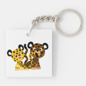 Flirtatieuze Cartoon Jaguars Acrylische Sleutelhan Sleutelhanger (Achterkant)