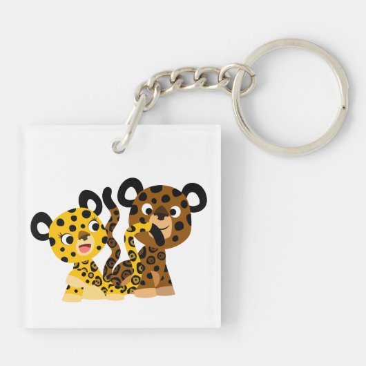 Flirtatieuze Cartoon Jaguars Acrylische Sleutelhan Sleutelhanger (Achterkant)