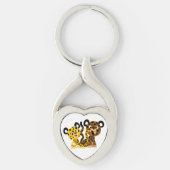 Flirtatieuze Cartoon Jaguars Metal Sleutelhanger (Voorkant)