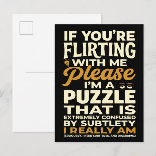 Flirten met mij, alsjeblieft, verward puzzel grapp briefkaart