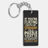 Flirten met mij, alsjeblieft, verward puzzel grapp sleutelhanger (Voorkant Links)