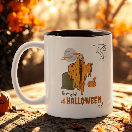 Flirten Skelet Grappig Pompoen Booty Halloween Tweekleurige Koffiemok