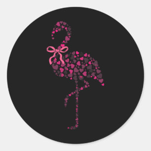 Flirtende Flamingo Hart Mooie Roze Valentijnsdag Ronde Sticker