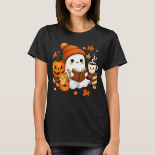 Flirtende Geest Leest Boek Pompoen Uil T-shirt