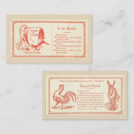 Flirtende kaarten visitekaartje (Voorkant / Achterkant)