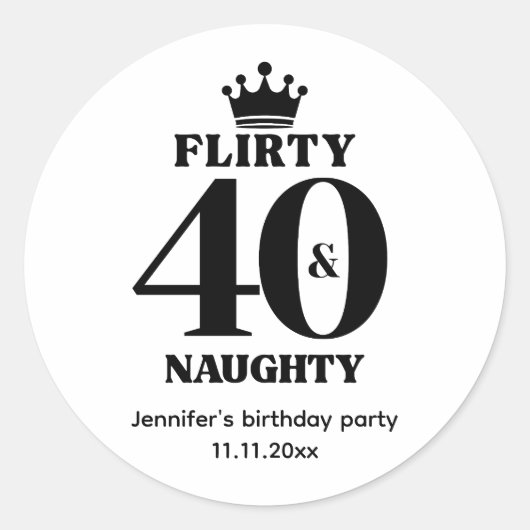 flirterig 40 en ondeugend ronde sticker (Voorkant)