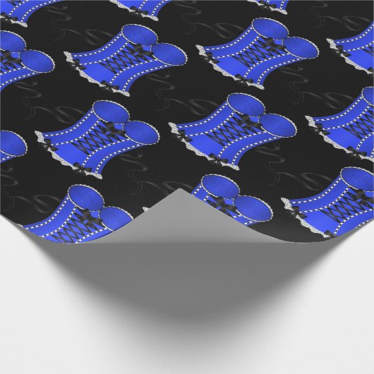 Flirterig Blauw Korset Cadeaupapier (Hoek)