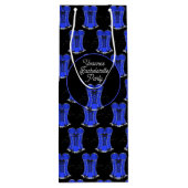 Flirterig Blauw Korset  Wijn Cadeautas (Achterkant)
