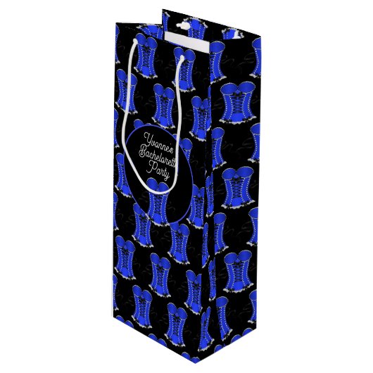 Flirterig Blauw Korset  Wijn Cadeautas (Voorkant Gekanteld)