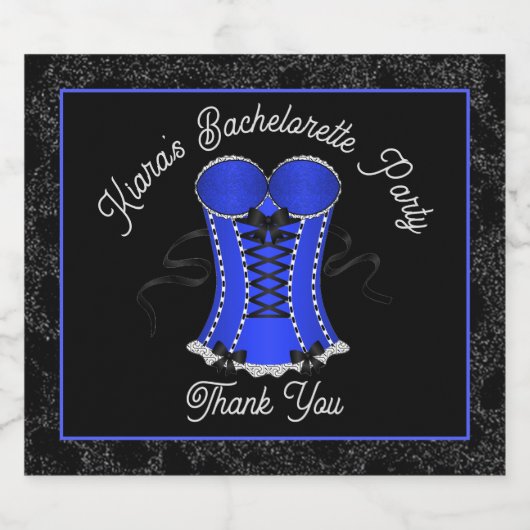 Flirterig Blauw Tuinsierad corset Sparkling Wijnetiket (Enkel label)