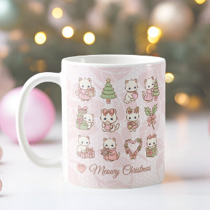 Flirterig Kawaii Kat Kerstmis Koffiemok