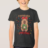 Flirterige Capybara Kerstlichten Feest Tri-Blend Shirt (Voorkant)