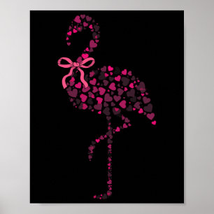 Flirterige Flamingo Hart Schattig Roze Valentijnsd Poster