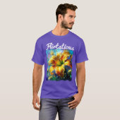 Flirterige gele Daylily Flower Blue Daylilies T-shirt (Voorkant volledig)