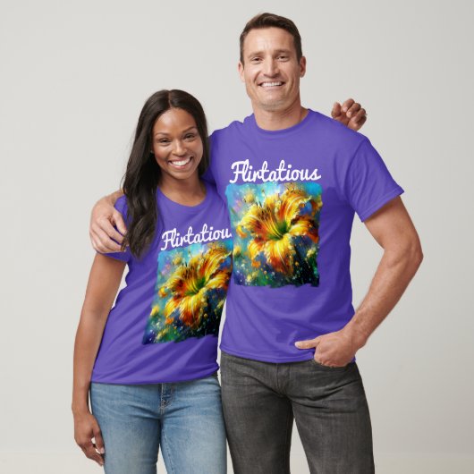 Flirterige gele Daylily Flower Blue Daylilies T-shirt (Unisex)