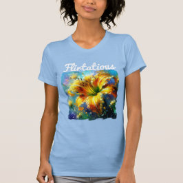Flirterige gele Daylily Flower Blue Daylilies T-shirt