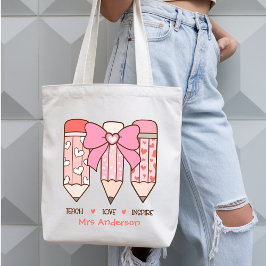 Flirterige Onderwijs Valentijnsdag Potloden Aangep Tote Bag
