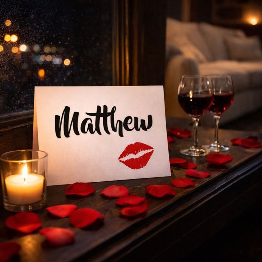 Flirterige Rode Lippen voor Je Liefje Kaart