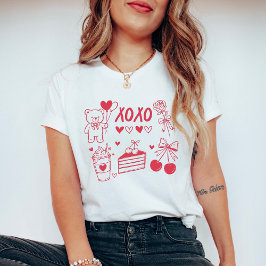 Flirterige Valentijn XOXO Teddybeer & Kersen T-shirt