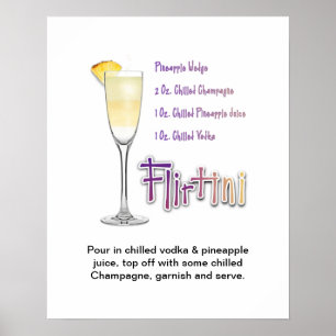 Flirtini Cocktail Recept Kunst 16"x20" Poster
