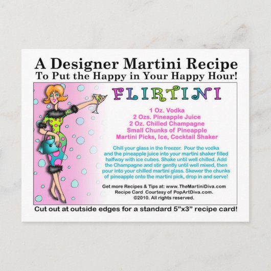 Flirtini Martini Recept Briefkaart (Voorkant)