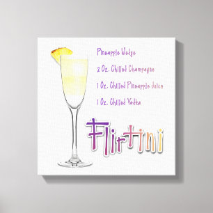 Flirtini Mimosa Cocktailrecept Kunst 12"x12" Canvas Afdruk