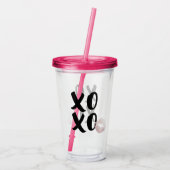 Flirty Black XOXO-script met Roos Gold Lips Kiss Acryl Drinkbeker (Achterkant)