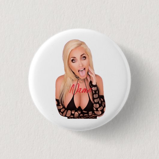Flirty blonde Thunder_Cove Ronde Button 3,2 Cm (Voorkant)