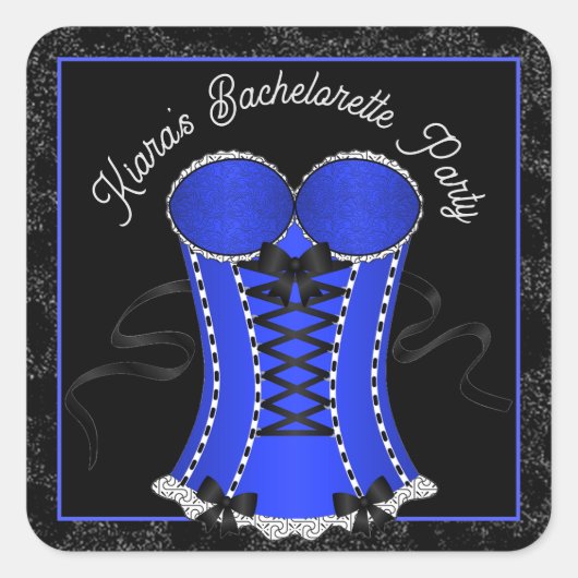 Flirty Blue Corset Vierkante Sticker (Voorkant)