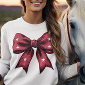 Flirty Brick Red Coquette Bow met Witte Sterren T-shirt