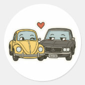 Flirty Cartoon Car Couple - Grappige Sticker voor (Voorkant)