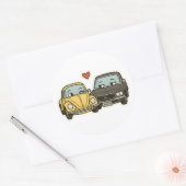 Flirty Cartoon Car Couple - Grappige Sticker voor  (Envelop)