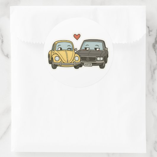Flirty Cartoon Car Couple - Grappige Sticker voor (Tas)