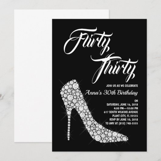 Flirty Dertig Verjaardag Uitnodiging (Voorkant / Achterkant)