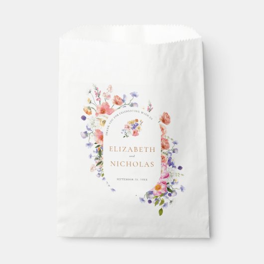 Flirty Floral Meadow | Zomer bruiloft Bedankzakje (Voorkant)