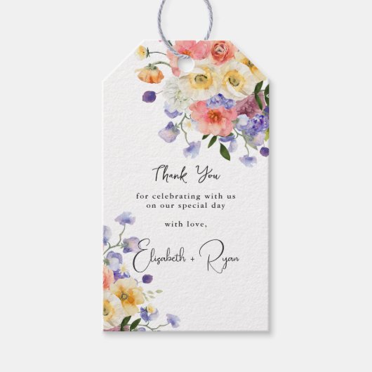 Flirty Floral Meadow | Zomer bruiloft dank u Cadeaulabel (Voorkant)