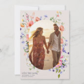 Flirty Floral Meadow | Zomer bruiloft foto Save The Date (Voorkant)